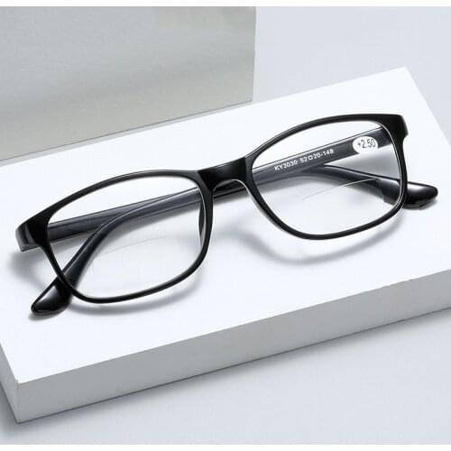 Elbru Bifocal Reading Glasses Unisex Lightweight Hyperopia Presbyopic Eyeglasses Magnification Eyewear +1.0 1.5 2.0 to 4.0
