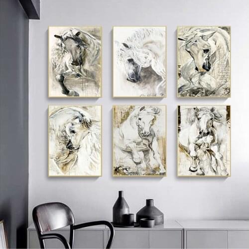 Living Room No Frame Poster Wall Art Painting Canvas Print Animal Pictures The Horses Posters For
