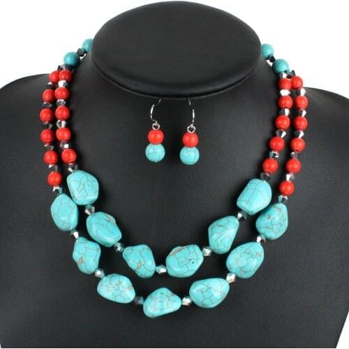 Hyperbole Drop Earrings Multi Layer Pendants Choker Collar Vintage Statement Necklace Womens Jewelry Sets for Party Wedding