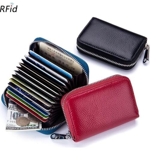 Genuine Leather Isolated Organ Slot ID Card Wallet Fashion Candy Color Coin Purse Organ Card ID Holder pocket Custom name logo