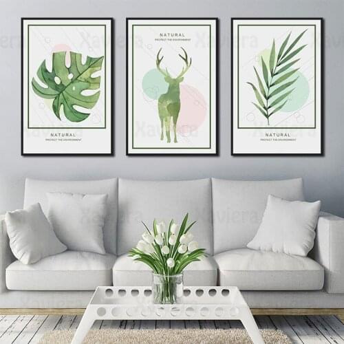Nordic Modern Natural Plant Canvas Painting Green Leaves Art Posters and Prints Home Decoration Living Room Pictures Frameless