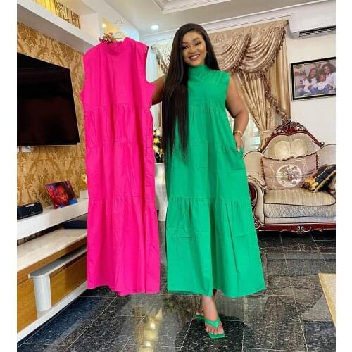African Dress For Elegant Women Party Long Dress Fashion Stitching Cake Dress Solid Color Plus Size Africaine Clothing Dashiki