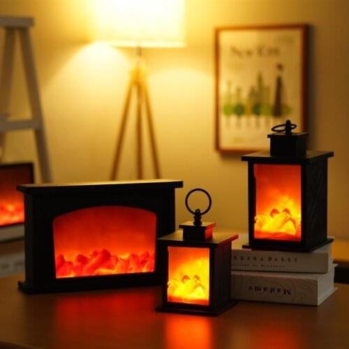 LED Light Creative Fireplace Flame Lamp Nordic Style Decoration Christmas Ornament Home Table Xmas Party Decoration