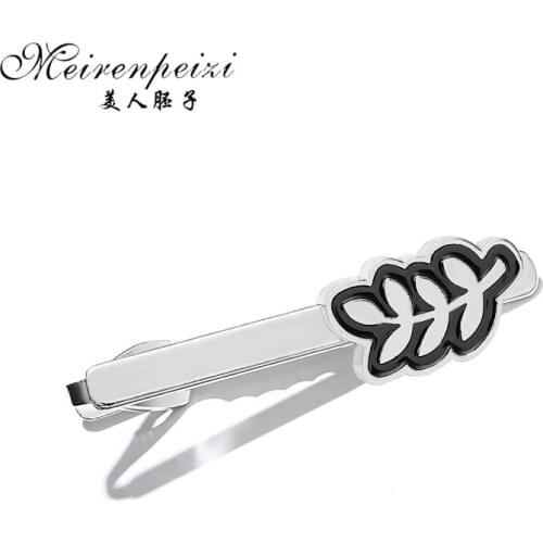 Meirenpeizi Creative Funny Men Leaves Tie Clip Metal Tie Pin for Men Elegant Fashion Tie Bar Party Wedding Gifts For Bu