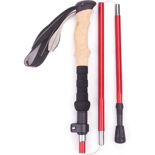 Lightweight Adjustable Walking Pole Aluminum Alloy Folding Trekking Pole Hiking 5 Section Walking Stick Anti Shock Hiking Stick