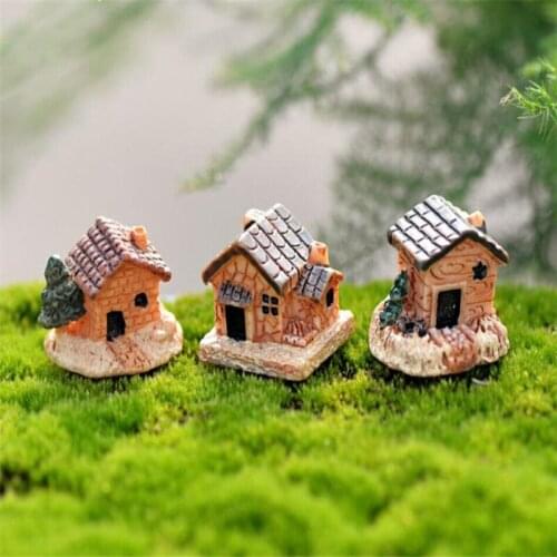 Top Selling Mini Dollhouse Stone House Resin Decorations For Home And Garden DIY Mini Craft Cottage Landscape Decoration 50p