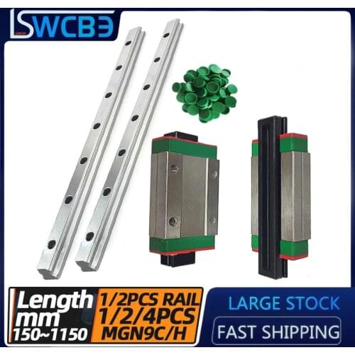 Miniature linear guide slider, MGN9 guide rail, L=150-1150mm, MGN9C/MGN9H slider, high-precision small slide rail linear rail