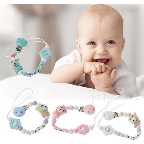 OOTDTY Baby Pacifier Clip Panda Shape Hand Made Cute Colourful Beads Chain Dummy Clip Baby Soother Holder For Baby Kid Wholesale