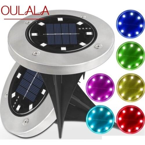 OULALA Solar Underground Lights Outdoor Stainless Steel Waterproof 8LED Garden Lawn Light Decorative For Garden Villa Landscape