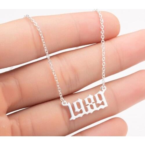 Special Date Old English Number Necklaces 1980-2020 Birthday Gift Charm Birth Year Chokers Women Men Anniversary Jewelry BFF