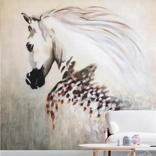 Custom wallpaper 3d beautiful hand painted watercolor white horse background wall living room bedroom mural papel de parede обои