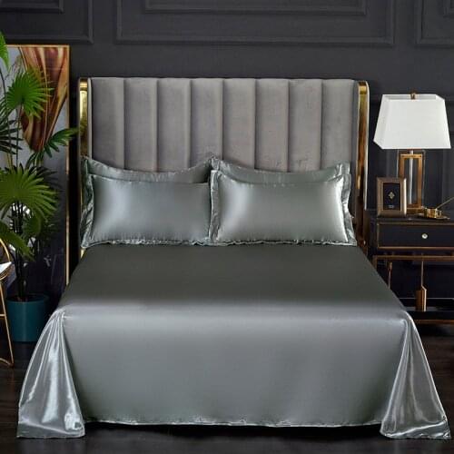 Rayon Flat Sheet Solid Color Satin Bed Sheet Simple Style Soft Comfortable Bedsheet Faux Silk Bedclothes Sheet