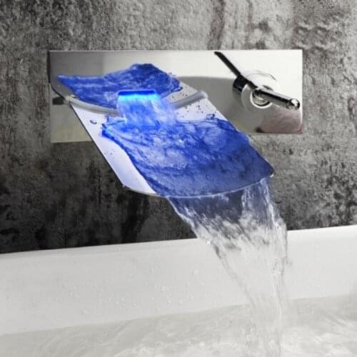 Reka Bathroom Single led light into the wall plating copper basin faucet waterfall faucet