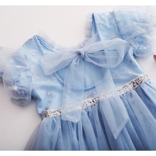 Ruifglab princess Elza fancy clothing baby Sexy Backless Costume Summer Little Girl Sequined Dress Baby birthday Clothing Vestid