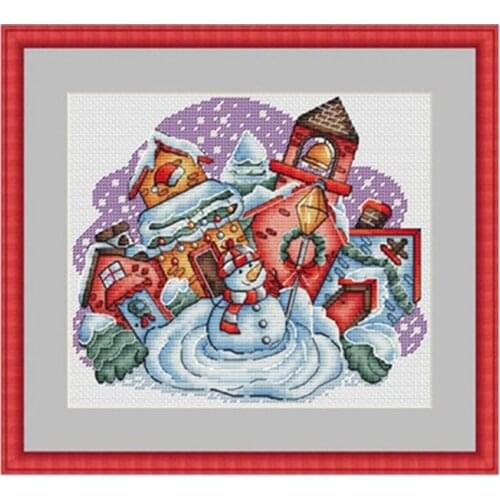 Happy little snowman patterns Counted Cross Stitch 11CT 14CT 18CT DIY Cross Stitch Kits Embroidery Needlework Sets home decor