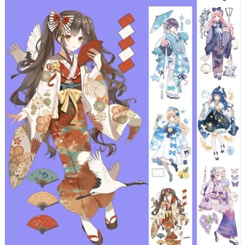 Fairy Japanese Girl PET Washi Tape Junk Journal Masking Tape DIY Scrapbooking Decorative Card Making Stickers Label
