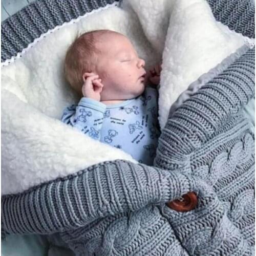 Thick Flannel 3 Buttons Newborn Sleeping Bag Infant Outdoor Trolley Sleep Bag Feet Baby Swaddle Wrap Knit Envelope Bag