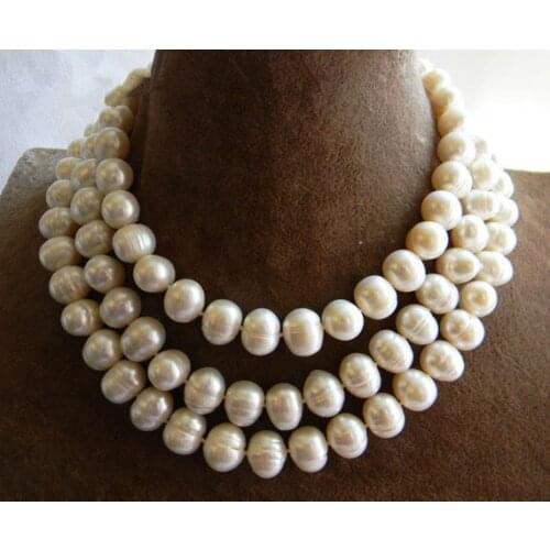 Unique Pearls jewellery Store Cultued 12-13MM White Freshwater Pearl Necklace Magnet Clasp Perfect Long Pearl Jewelry Woman Gift