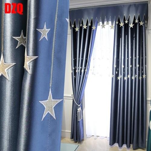 Embroidery Light Luxury Nordic Simple Modern Blue High-end Atmosphere for Living Room Bedroom Full Shading Customization