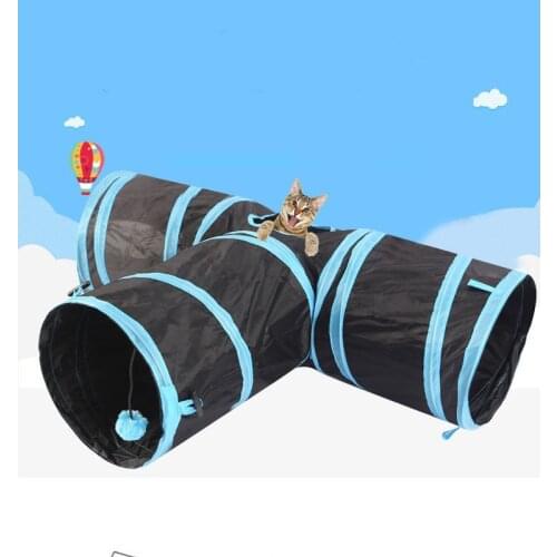 3 Holes Funny Pet Cat Tunnel Kitten Toys Puppy Ferrets Rabbit Dog Play Tubes Balls Foldable Training Interactive Fun Cat Toy