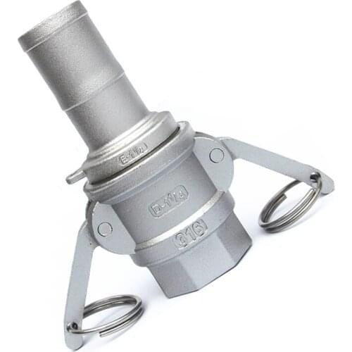 1-1/2" 38mm Hose Barb x 1-1/2" BSP Female Thread 304 Stainless Steel D + E Type CamLock Fitting Pump Adapter Cam Groove Coupling