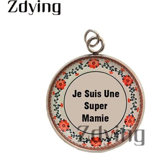 Zdying 2020 New Stainless Steel Je Suis Une Super Mamie Pendant Glass Cabochon Image Dome Charm Jewelry Accessories MI035