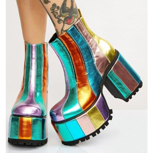 2021 New Arrival Women Retro Ankle Boots Zip High Heels Platform Boots Sexy Party Prom Night Club Shoes Woman