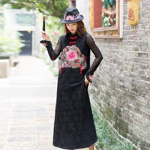 2021 Spring Chinese Style Plate Buckle Cheongsam Women Dresses Sleeveless Solid Color Loose Cotton Linen Vintage Dresses FF3296