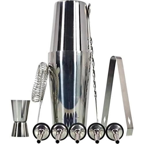10-Piece Boston Shaker Set Bartender Kit Cocktail Shaker Set Home DIY Suit for Mixed Drinks Martini Stainless Steel
