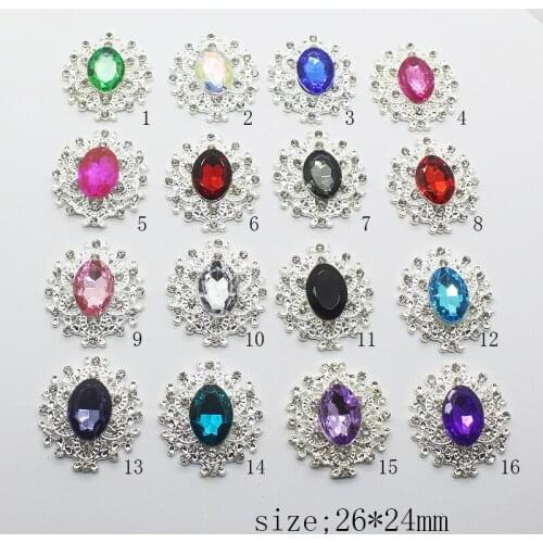 10Pcs/Lot 24*26mm Small Jewelry Clothing Gift Box Accessories DIY Wedding Alloy Button Flat Bottom Diamond Buckle