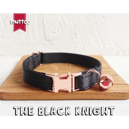 10pcs/lot MUTTCO Adjustable cat collar THE BLACK KNIGHT handmade pet products 2 sizes metal buckle double cloth UCC083