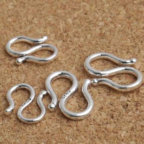 100% 925 Silver Jewelry Hook Pure Silver DIY Jewelry S Fish Hook Necklace Buckle Bracelet Clasp Accessories