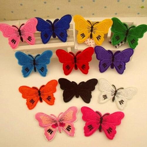 12 pcs Butterfly Patches Iron On DIY Embroidered Appliques Sew On Stickers For Clothing fabric Bags