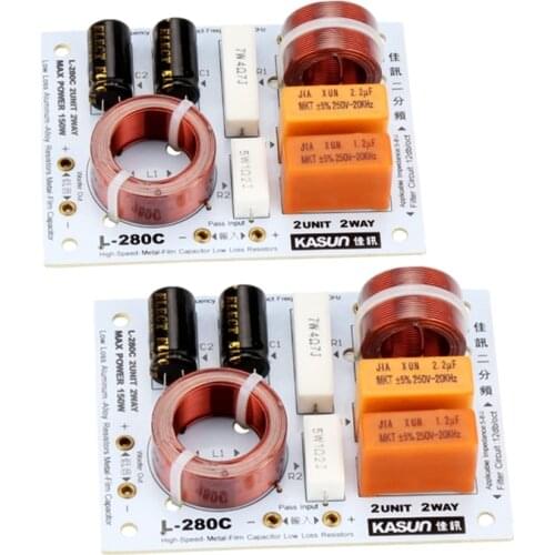 2PCS 2 Way 130W Tweeter Woofer Frequency Divider Home Theater Hifi Stereo 2 Unit Filter Circuits Audio Crossover Filters
