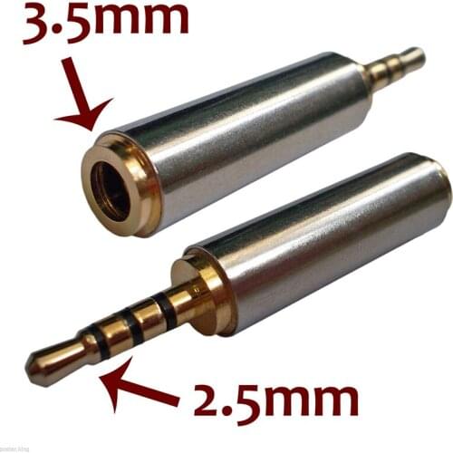 2pcs Gold 2.5 Mm Male To 3.5 Mm Female Audio Stereo Adapter Plug Converter Headphone Jack