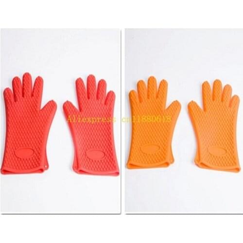 200pcs/lot Free Shipping 5 colors Heat Resistant Silicone Glove Cooking Baking BBQ Oven Pot Holder Mitt Kitchen