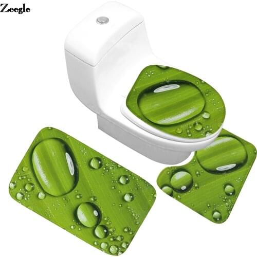 3D Printing Bathroom Carpet Rug Flannel Bath Mat Memory Foam U-Shaped Toilet Rug Non-slip Floor Carpet for Toilet Decor Mat Set