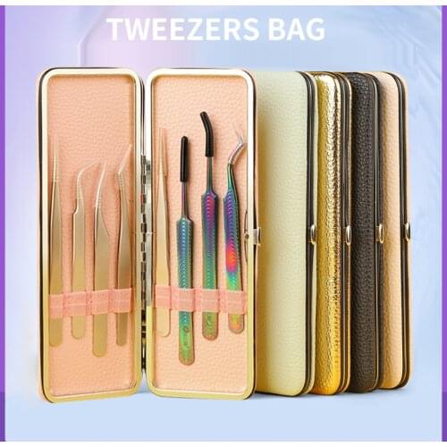 5 color Leather tweezers storage box eyelash extensions tool bag beauty eyelashes professional Accessories portable storage bag