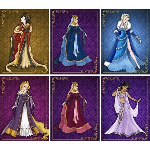 5D DIY Diamond Painting Full Round Square Cartoon Disney Princess 3D Embroidery Mosaic Cross Stitch Kit Mural Home Decoration
