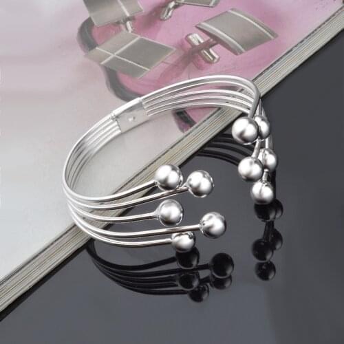 925 Sterling Silver Hot Fashion 8M Bead Bangles & Bracelet For Women Lovers Classic Simple Handmade Jewelry Adjustable