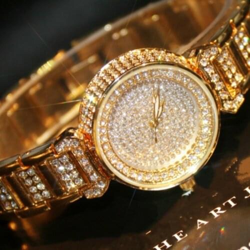 BS Luxury Women Watches Diamond Famous Brand Elegant Dress Quartz Watches Ladies Rhinestone Wristwatch Relogios Femininos