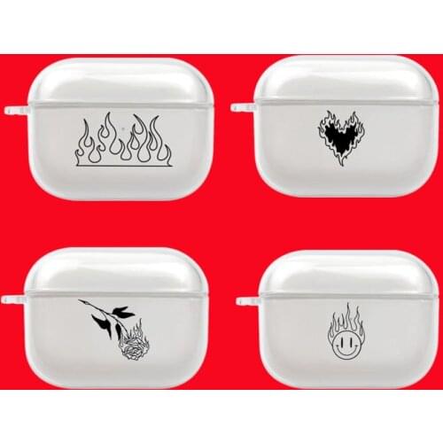 Clear Earphone Charging Box Cover Bag for Apple AirPods Pro Wireless Soft Headset Protective Case Flame Blaze Power Torch