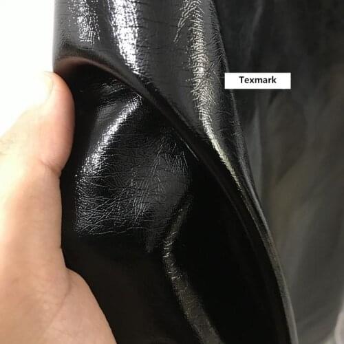 Black Soft Shiny Crack Texture Faux Leather Fabric Waterproof PU Fabric Material Leather Clothing Fabric,by the meter
