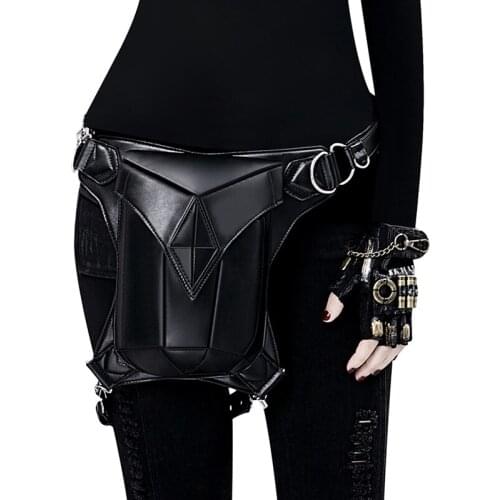Black Punk Retro Waist Bags Female Locomotive Steam Chest Bag Lady Shoulder Bag Women Halloween Backpacks Mens Cross Body Bag
