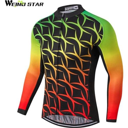 Clolorful Shirt Weimostar Men Long Sleeve Cycling Jersey MTB Bike Bicycle cycling clothing popular style