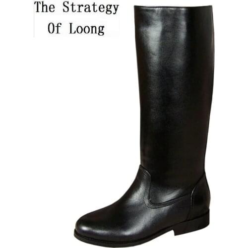 Spring Autumn Retro Men Genuine Leather Mesh Long Equestrian Boots Winter Male Plush Cow Leather Military Botas Knight Boots