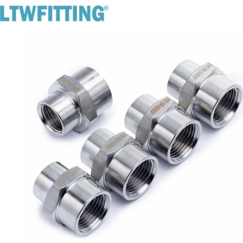 LTWFITTING Stainless Steel 316 BSP Pipe Fitting 3/8-Inch x 1/4-Inch Female BSPP Reducing Coupling Boat Air Fuel