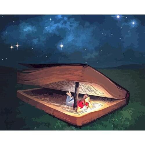 Gatyztory Frame Paint By Numbers For Adults Kids Reading Girl Handpainted Oil Painting Figure Canvas Drawing DIY Gift Home Wall