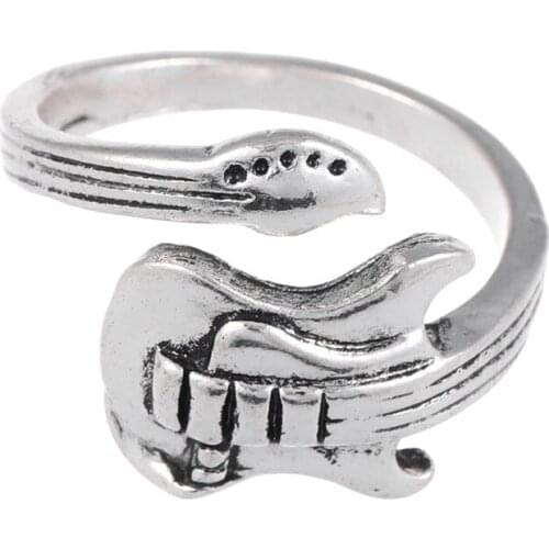 2021 New Punk Rock Guitar Zinc Alloy Ring Hip Hop Personalized Metal Creative Men Women Jewelry Gifts Pendant Pendants Fashion