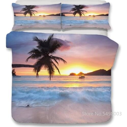 Sunset Beach Bedding Set Sea Waves Surf Duvet Cover Bed Quilt Cover Nordic 150 Bed Set Queen King Size Kids Boys Bedroom Decor